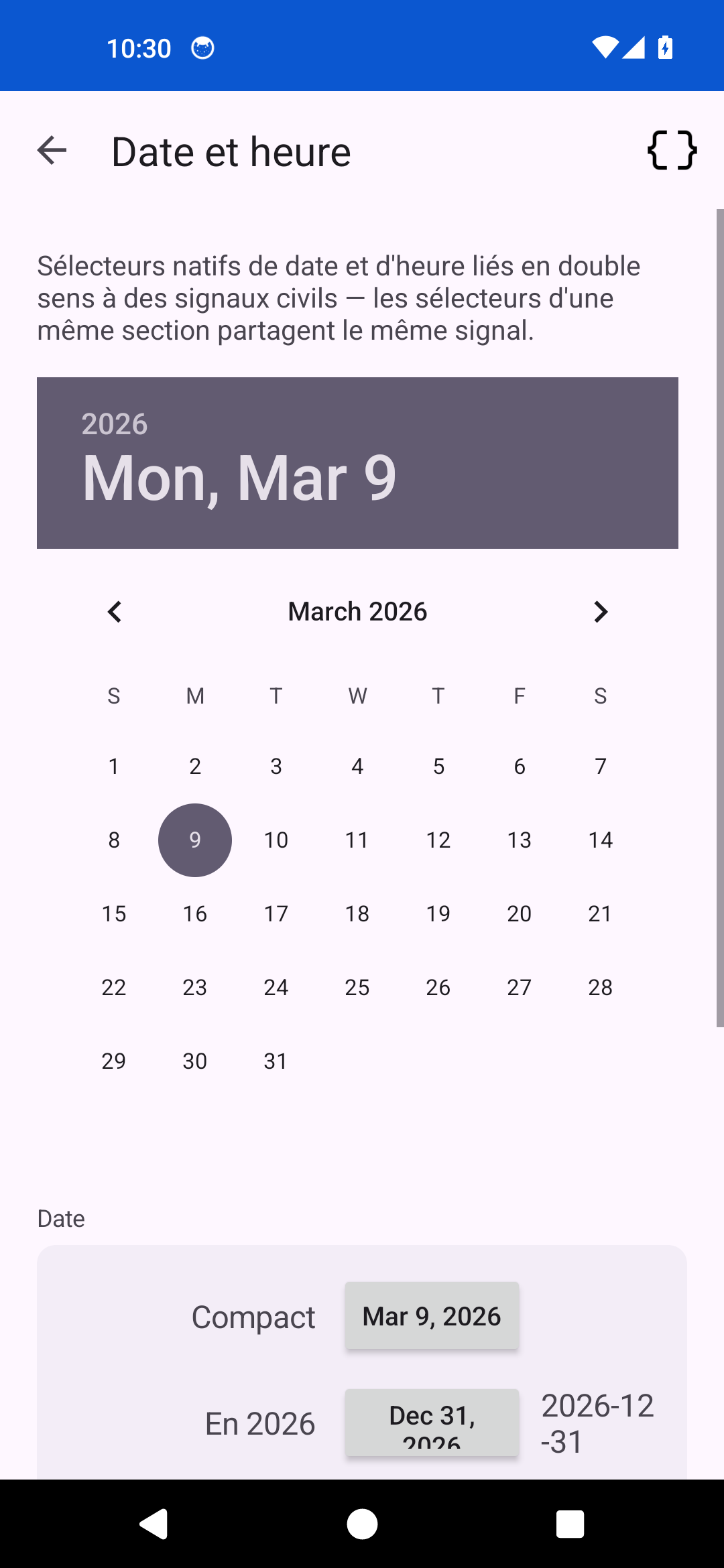 Dates — Android (Material)