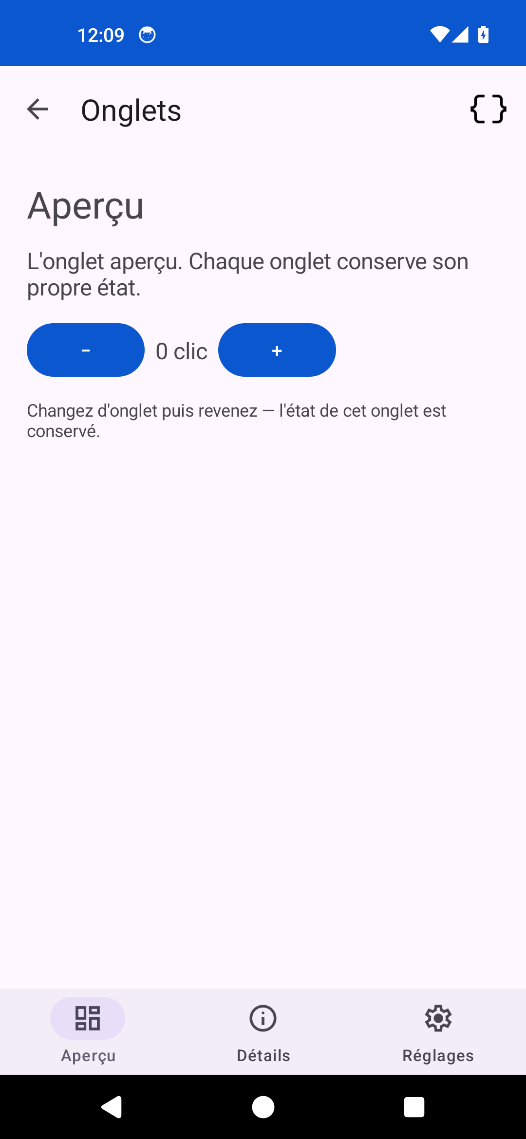 Tabs One — Android (Material)
