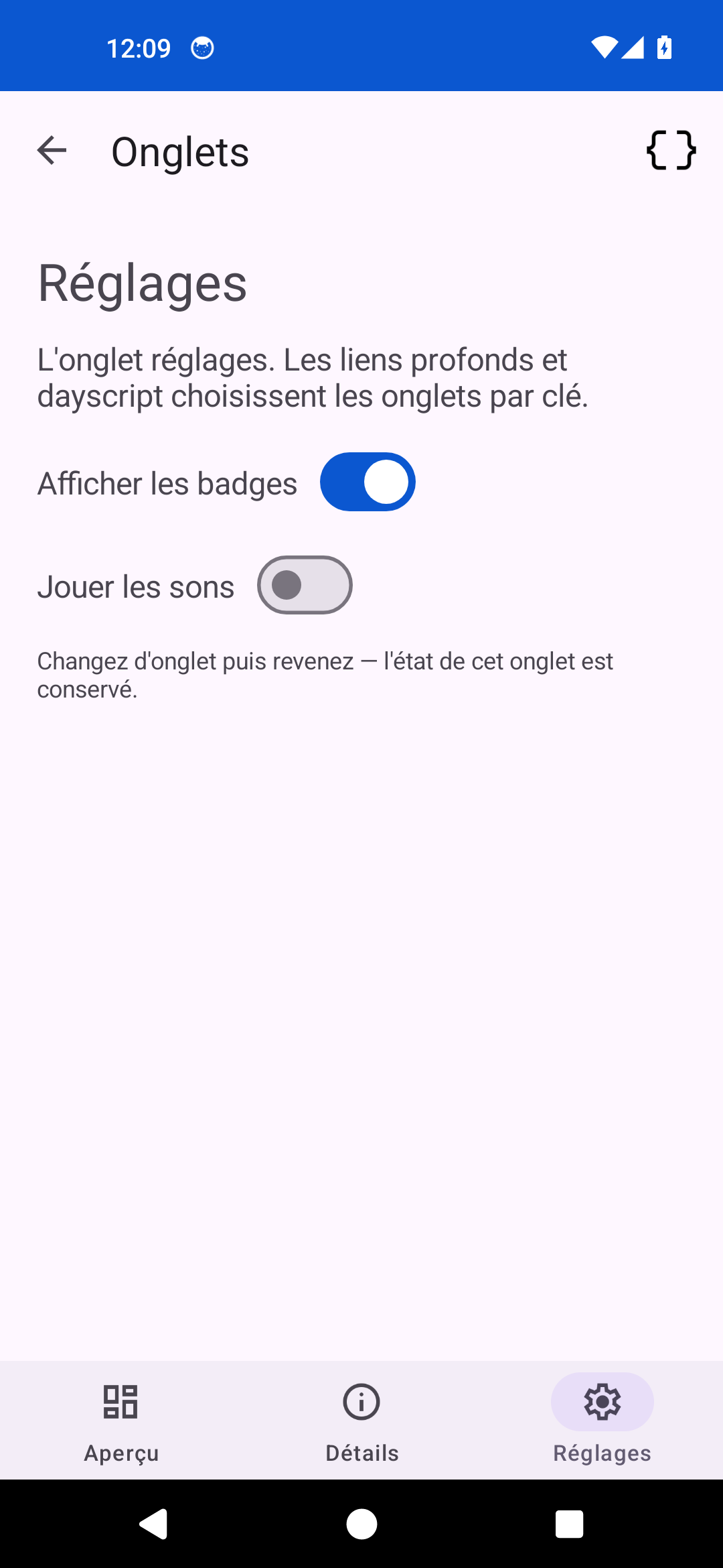 Tabs Three — Android (Material)