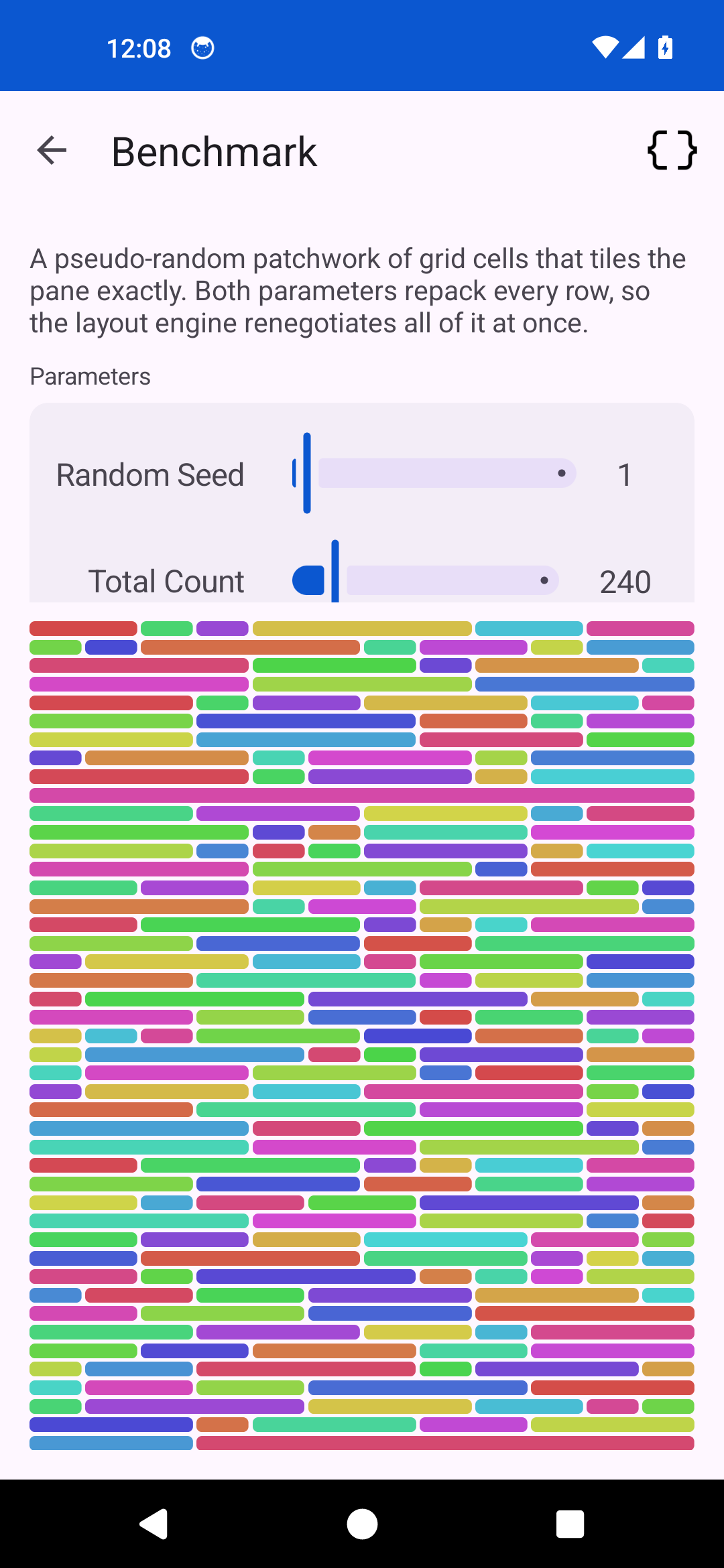 Benchmark Dense — Android (Material)