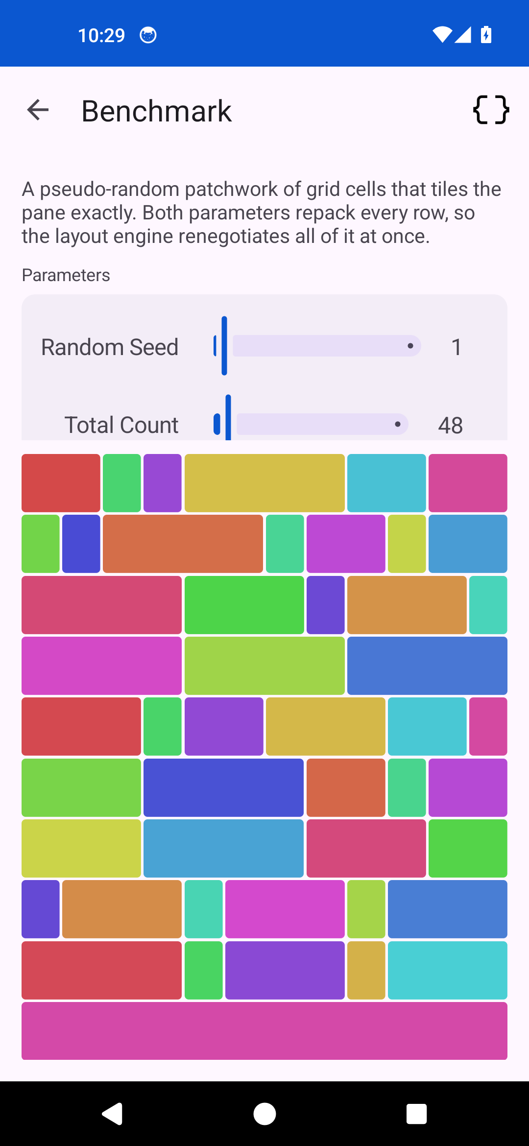 Benchmark — Android (Material)
