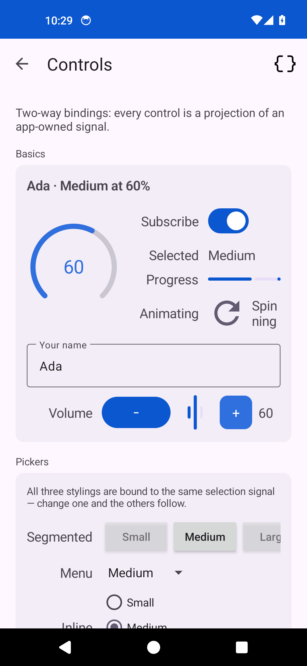 Controls — Android (Material)