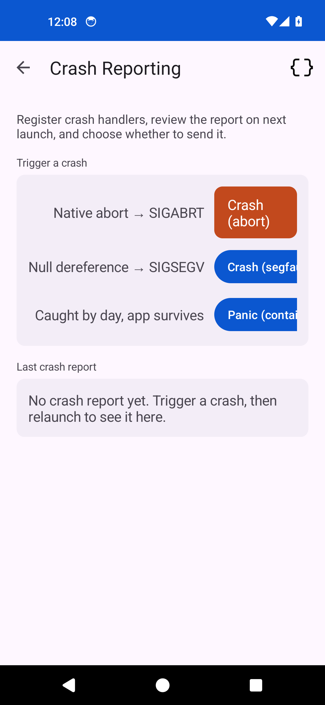 Crash — Android (Material)