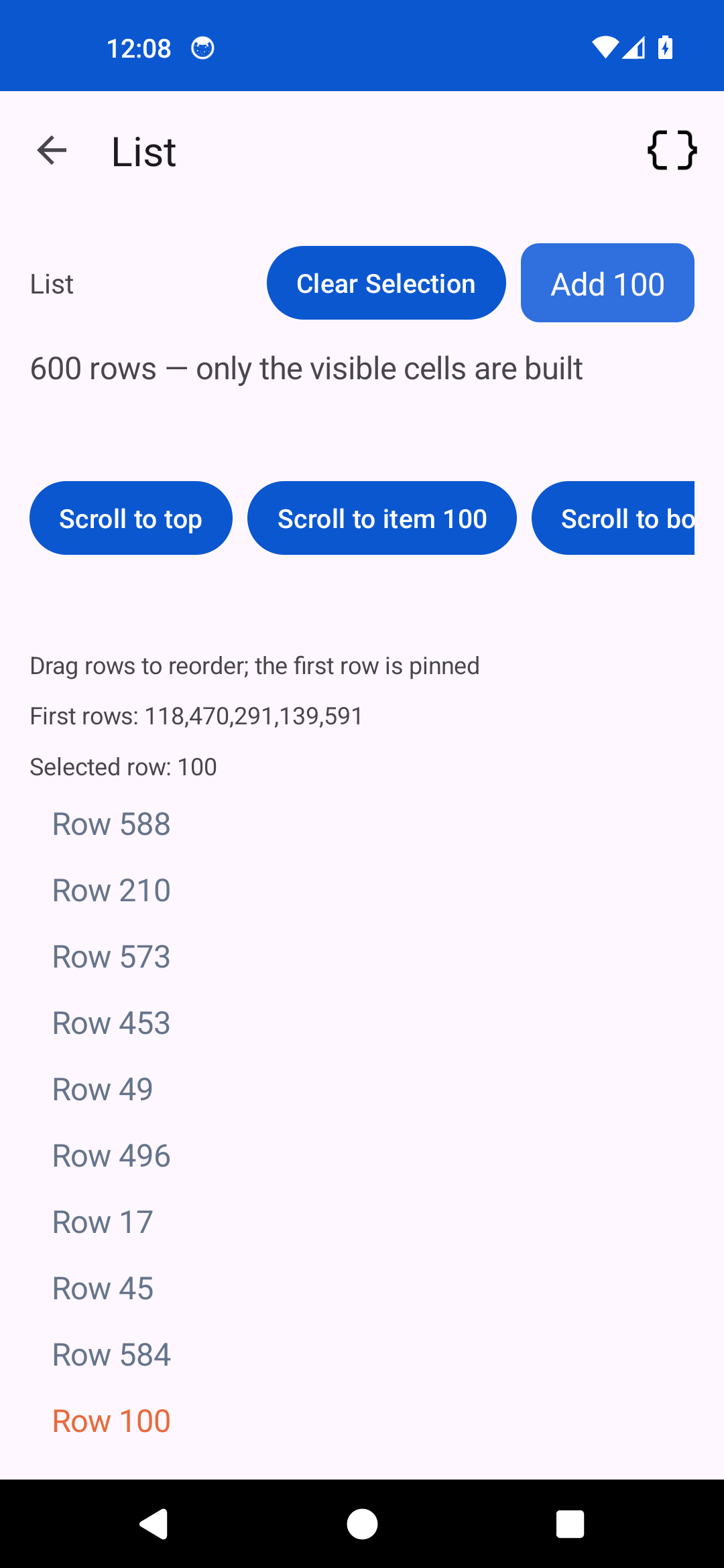 List Item 100 Shuffled — Android (Material)
