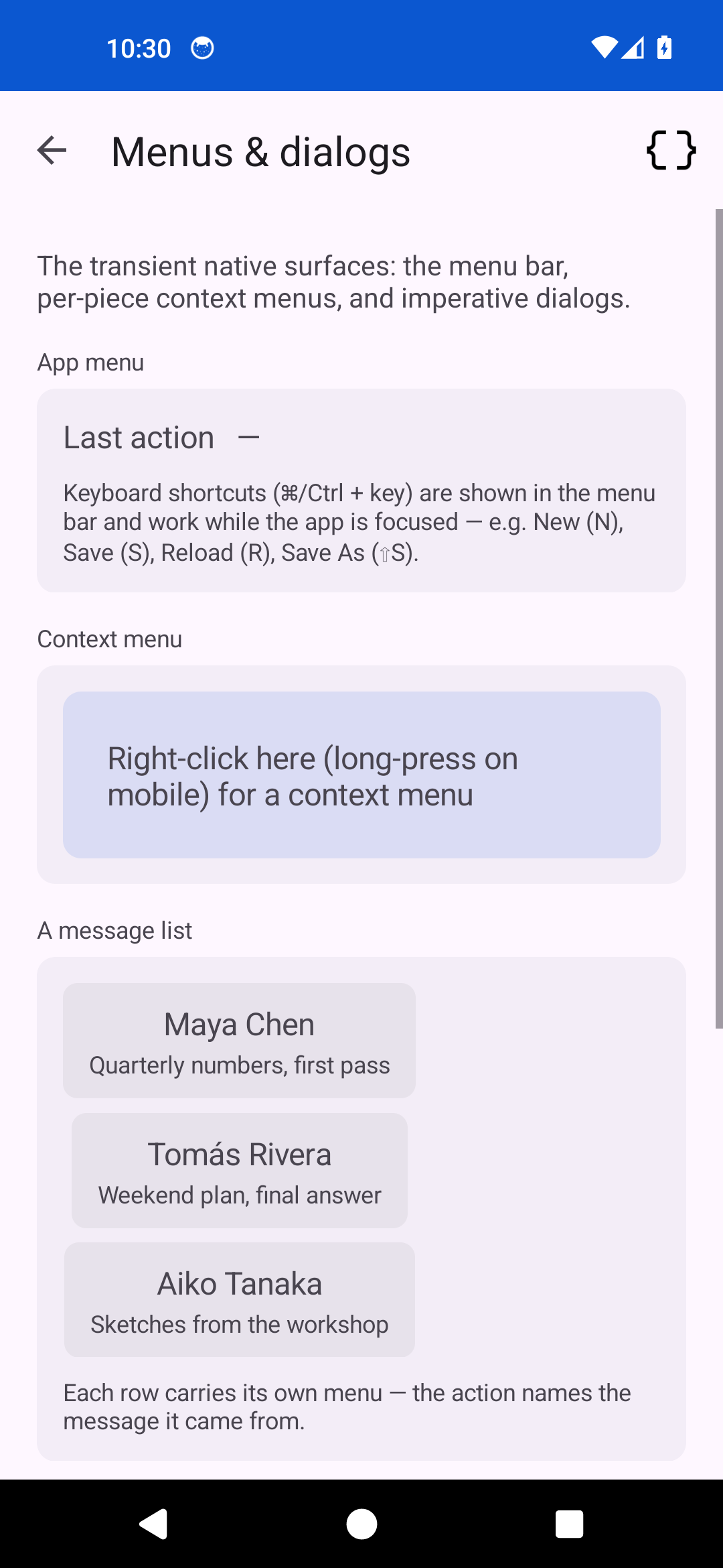 Menus — Android (Material)