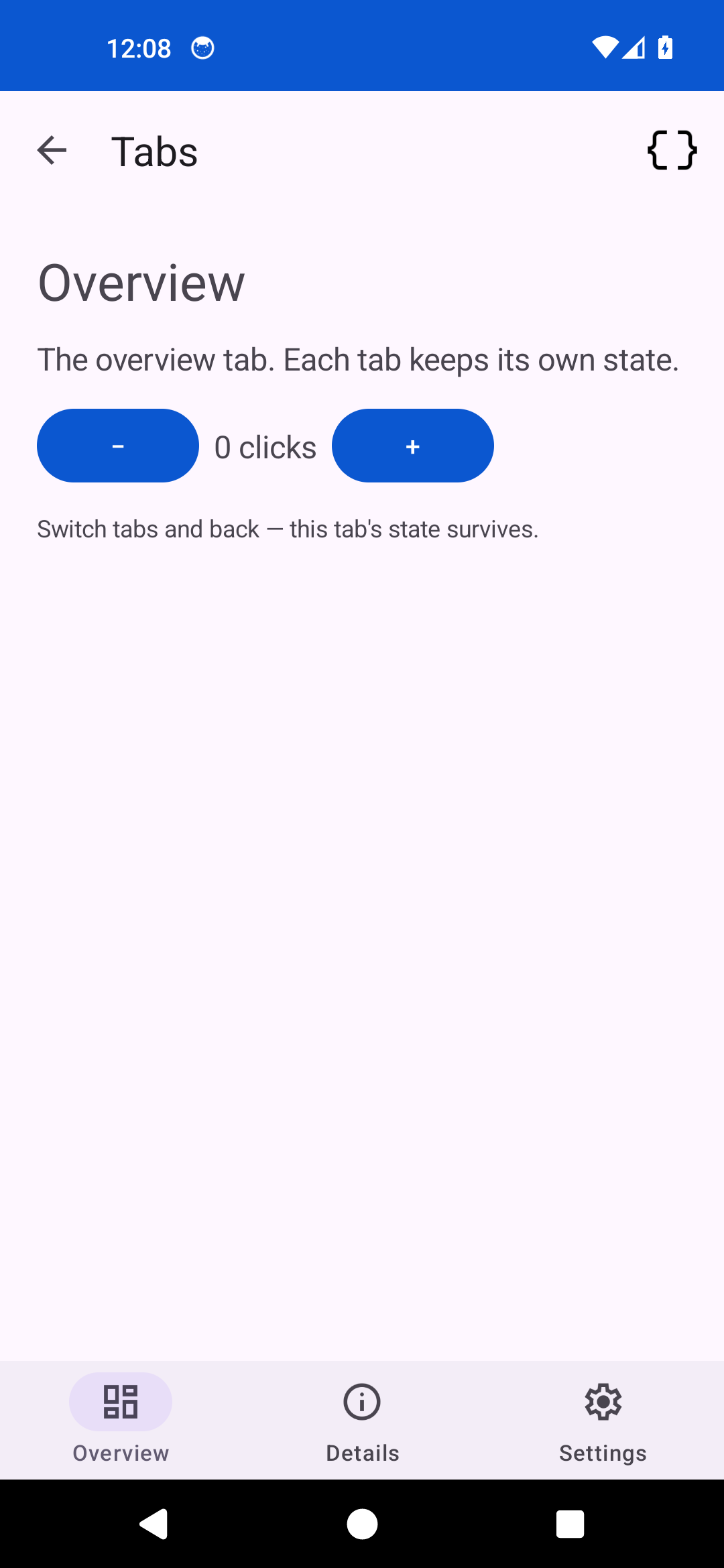 Tabs One — Android (Material)