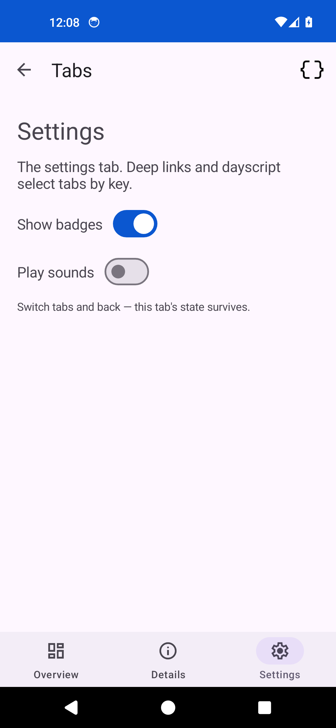 Tabs Three — Android (Material)