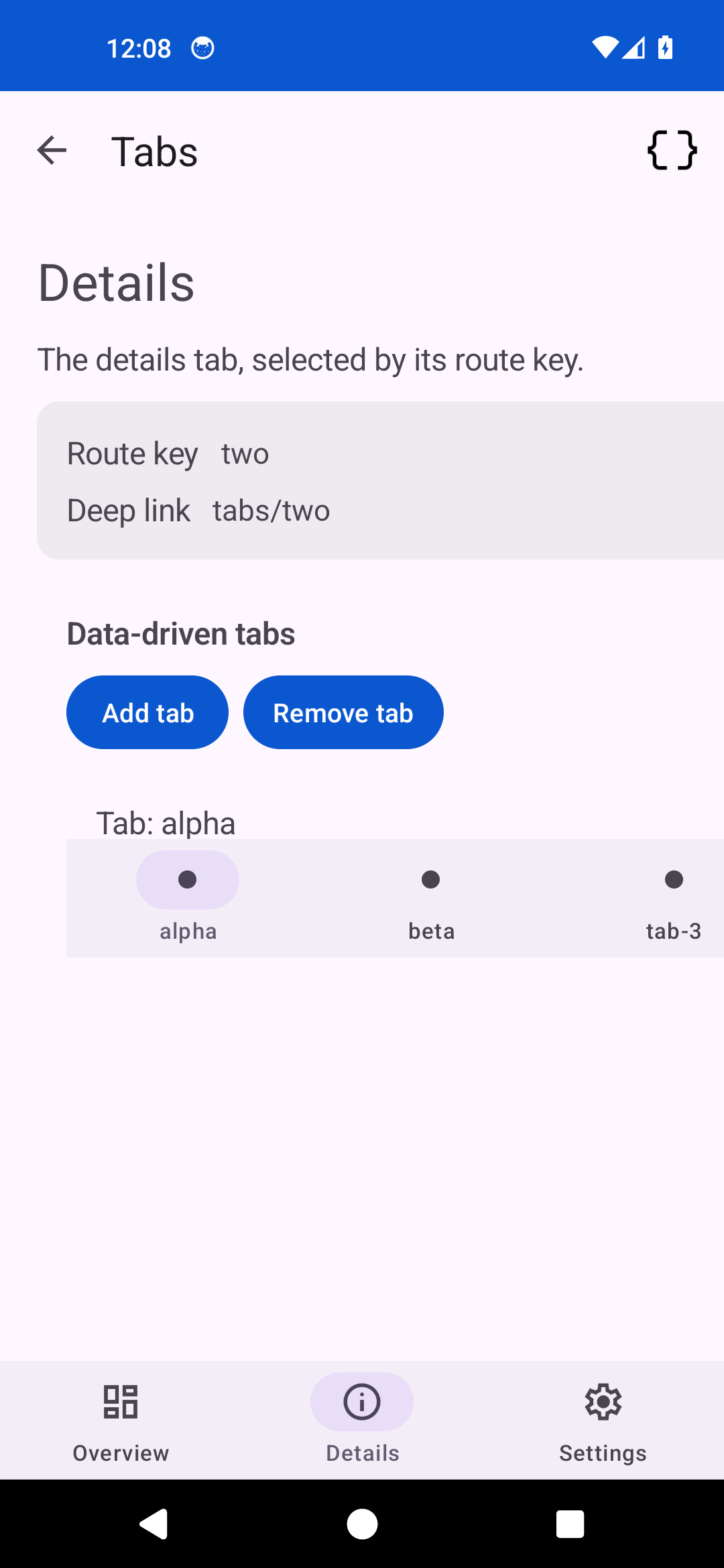 Tabs Two — Android (Material)