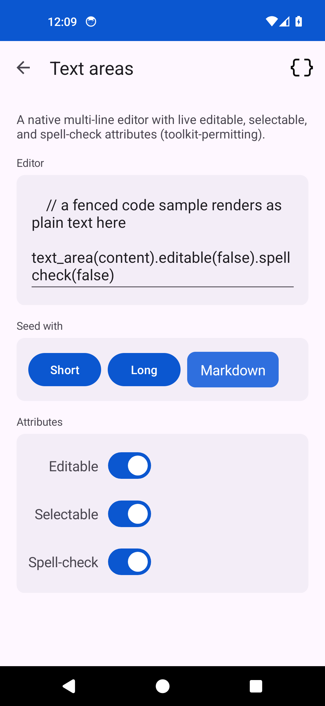 Textareas — Android (Material)