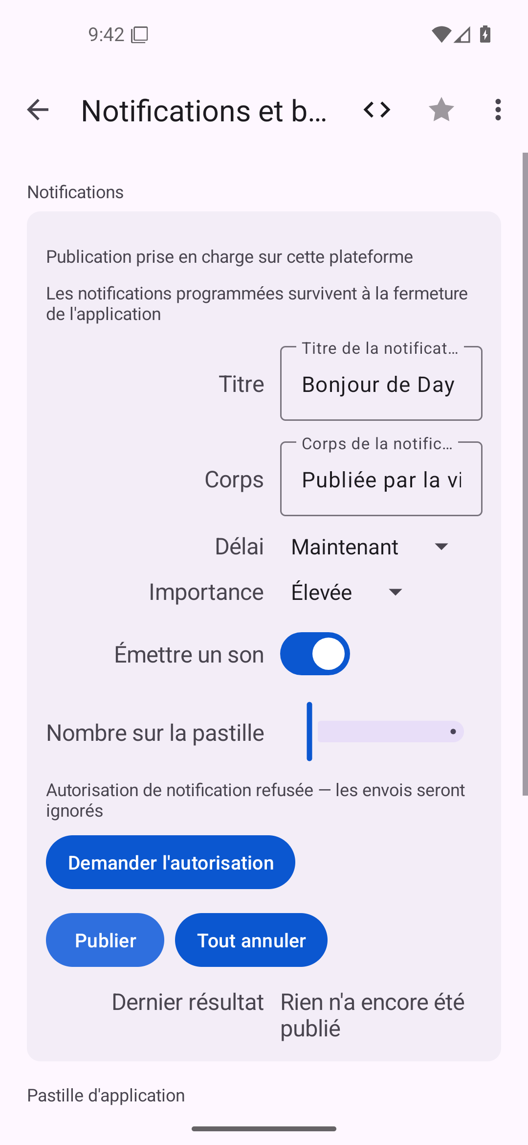 Notifications et badge — Android (Material) · Phone
