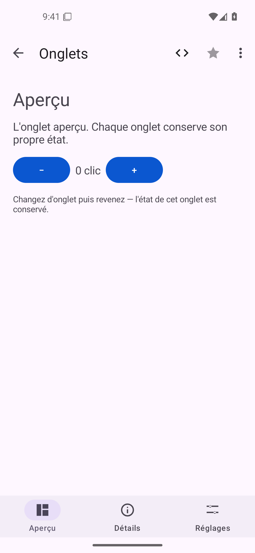 Onglets — Android (Material) · Phone