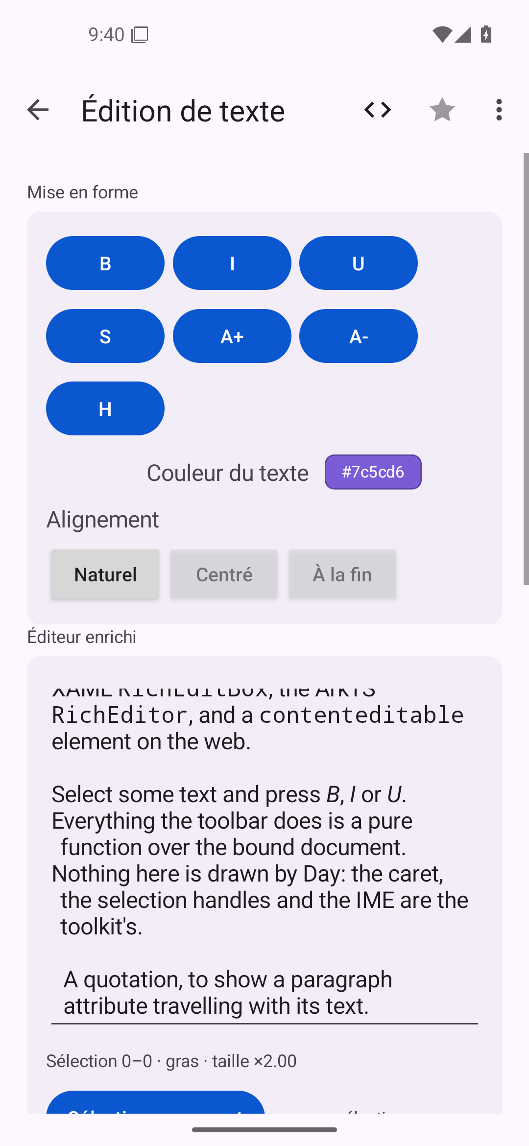 Édition de texte — Android (Material) · Phone