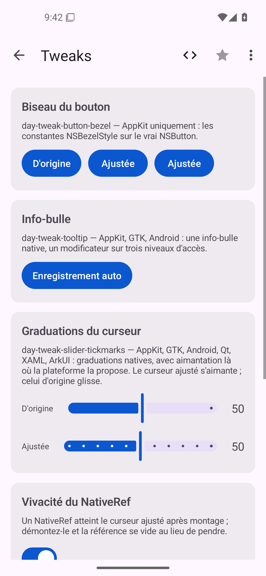 Tweaks — Android (Material) · Phone