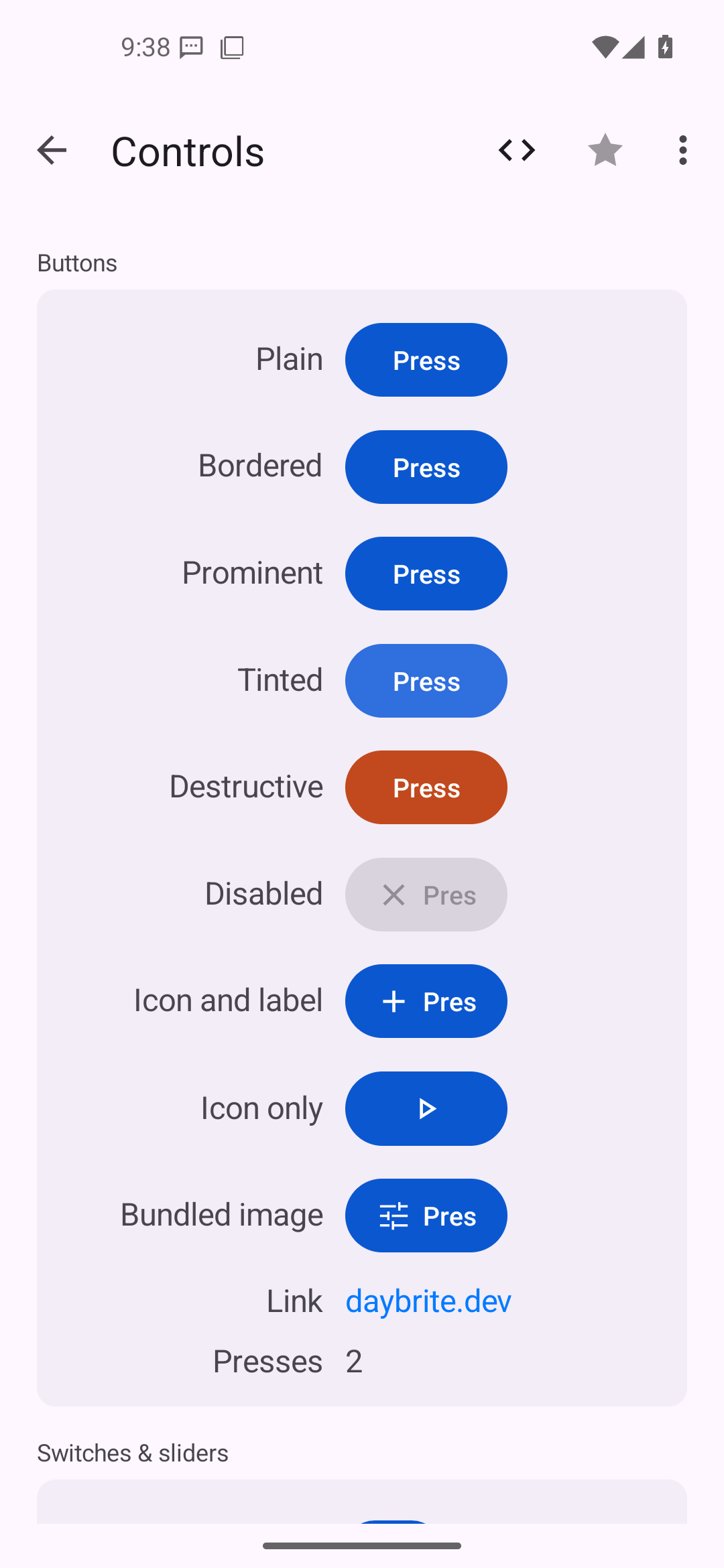 Controls — Android (Material) · Phone