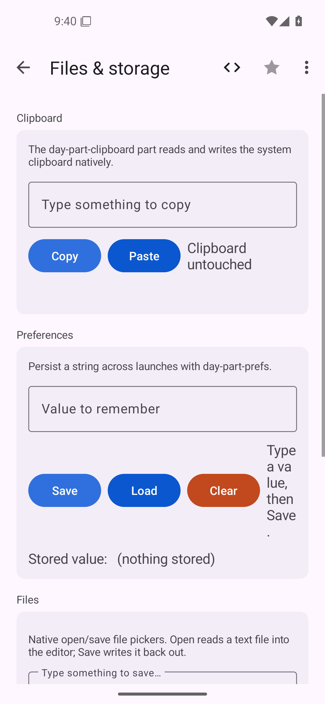 Files & storage — Android (Material) · Phone