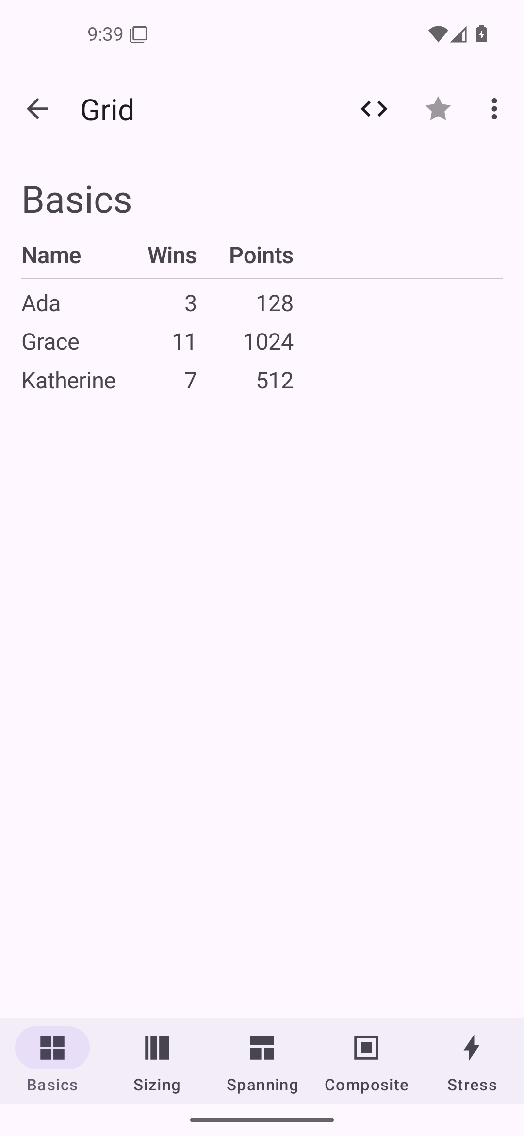 Grid — Android (Material) · Phone