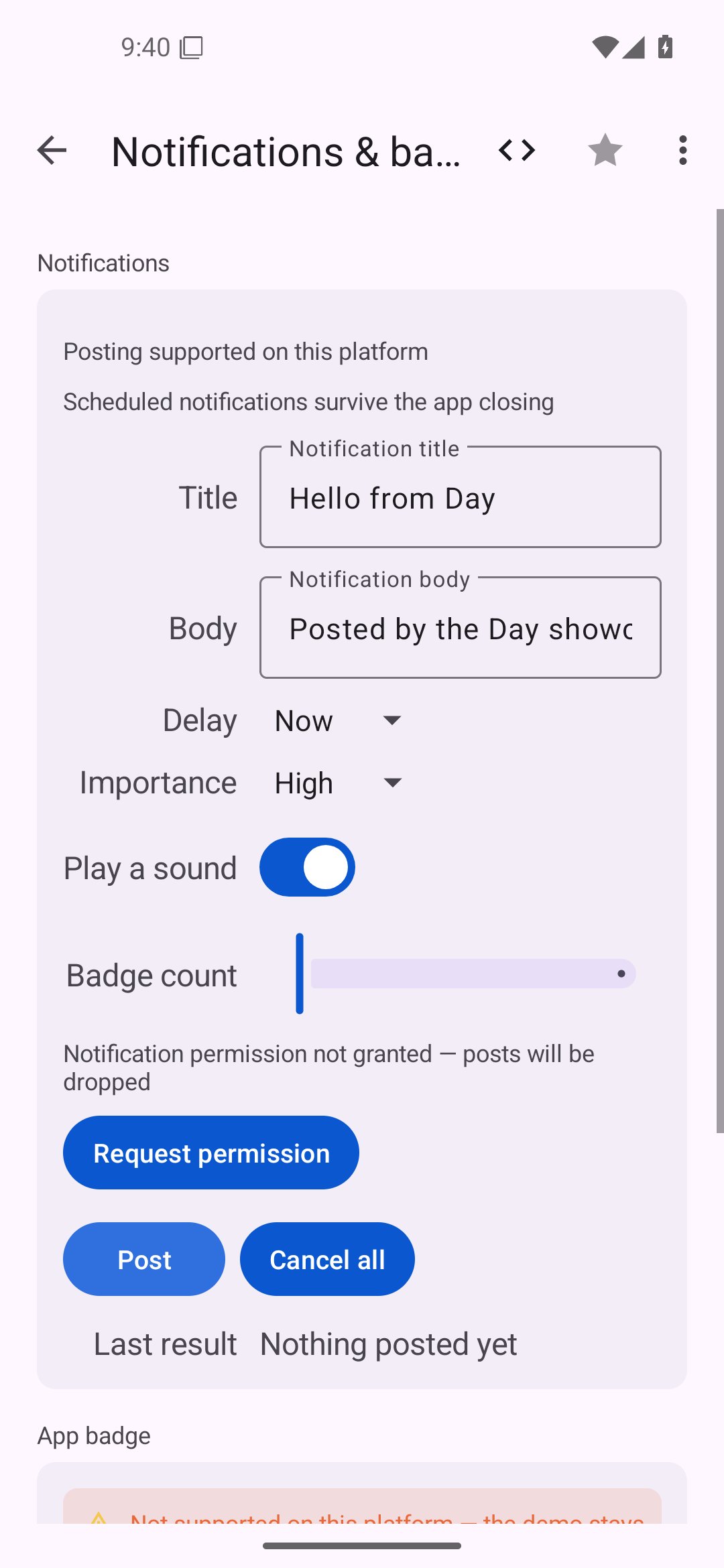 Notifications & badge — Android (Material) · Phone