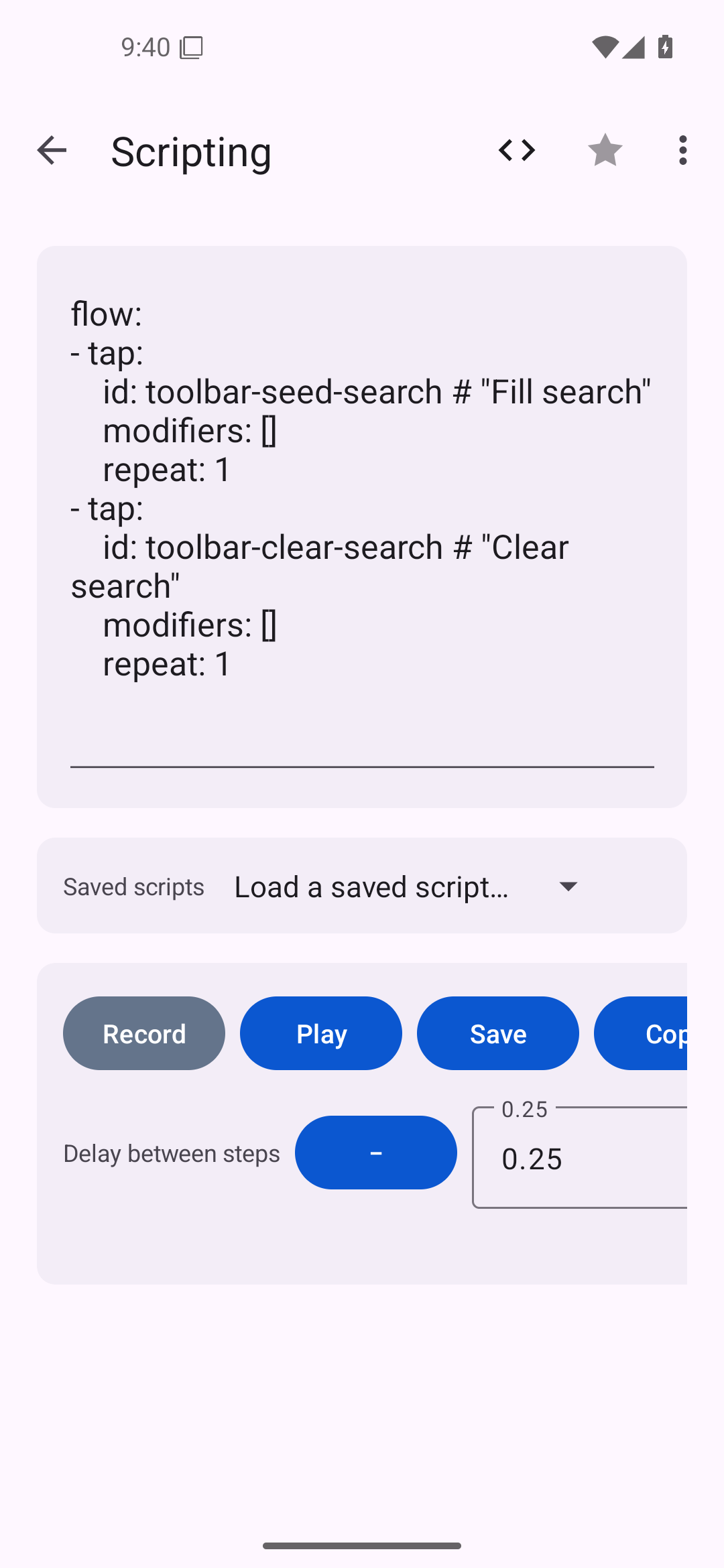 Scripting — Android (Material) · Phone