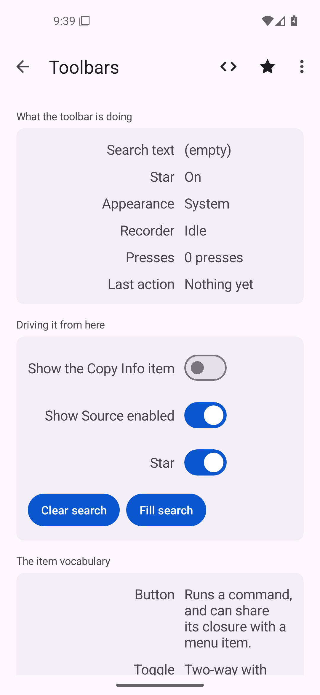 Toolbars — Android (Material) · Phone