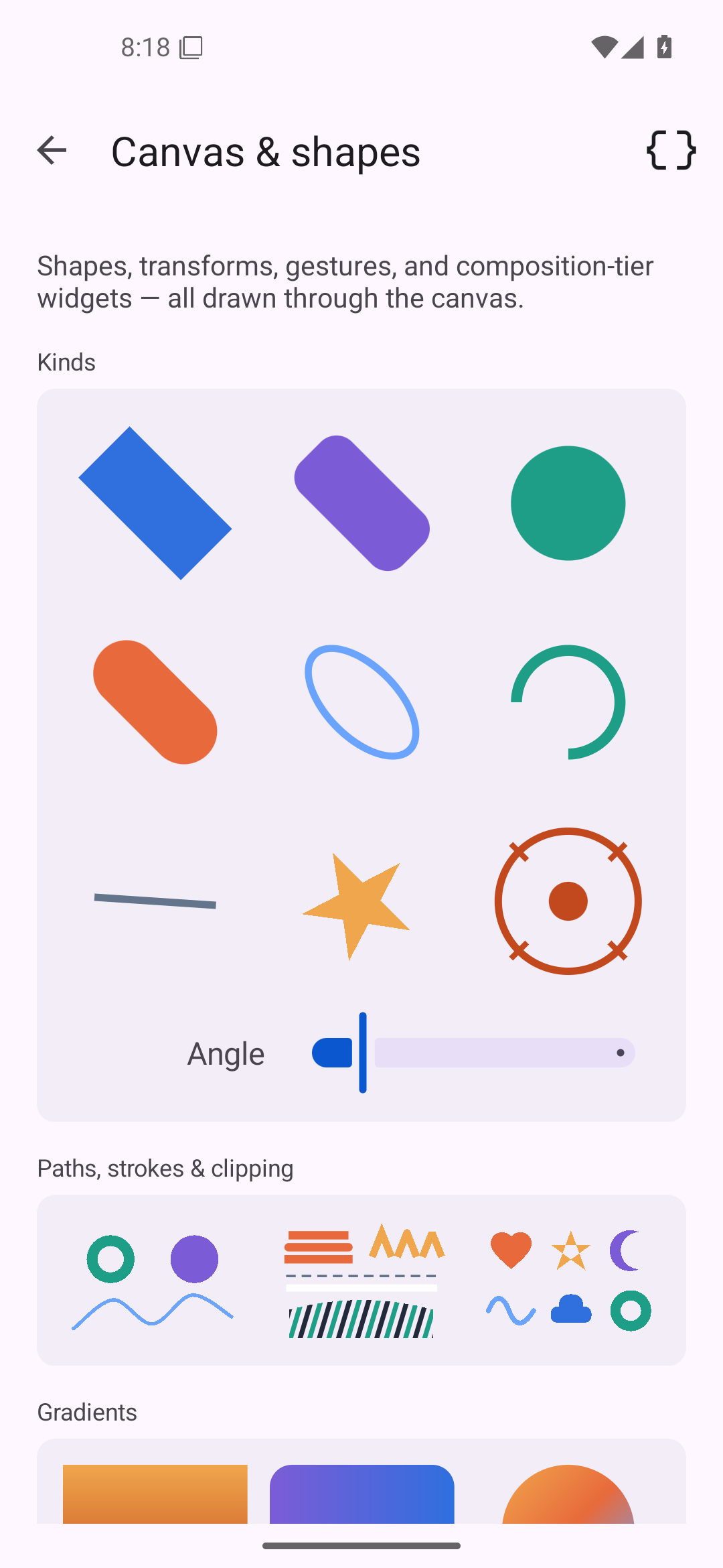 Canvas & shapes, Android Android