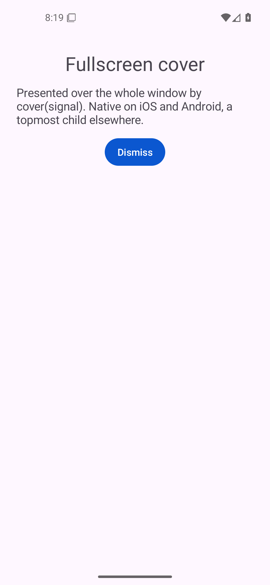 Stack · fullscreen cover, Android Android