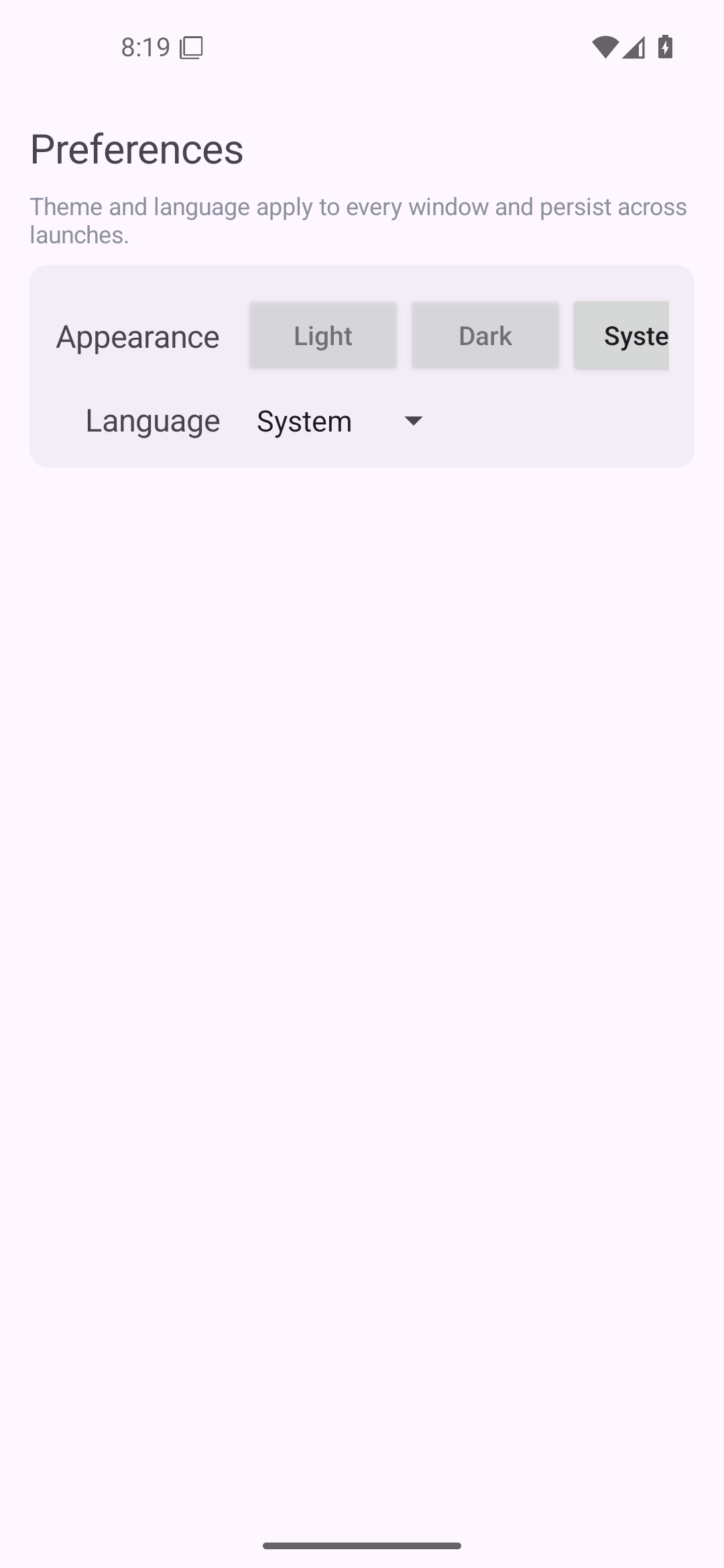 Menus & dialogs · preferences window, Android Android