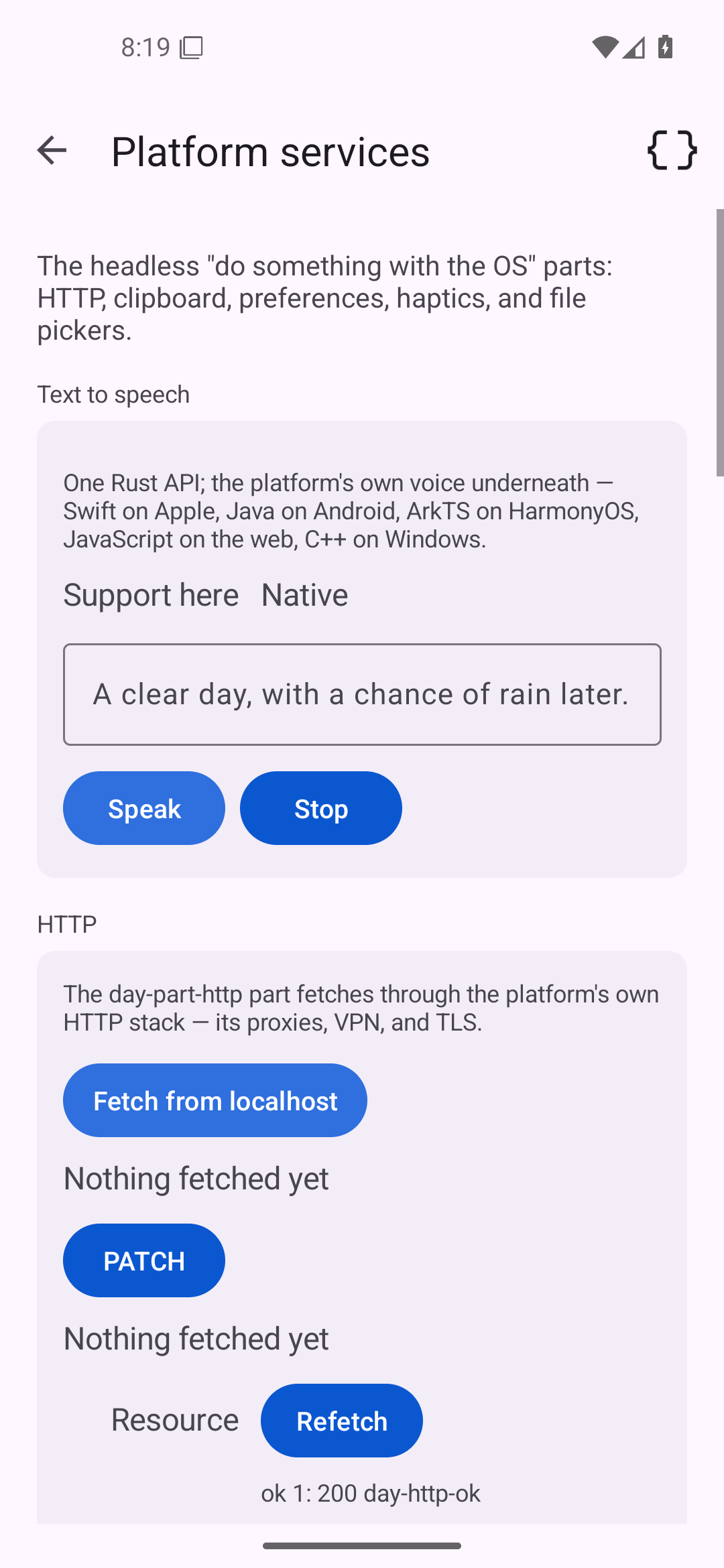 Platform services, Android Android