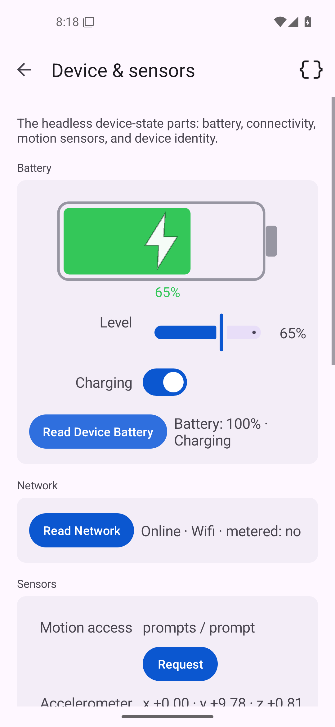 Device & sensors, Android Android