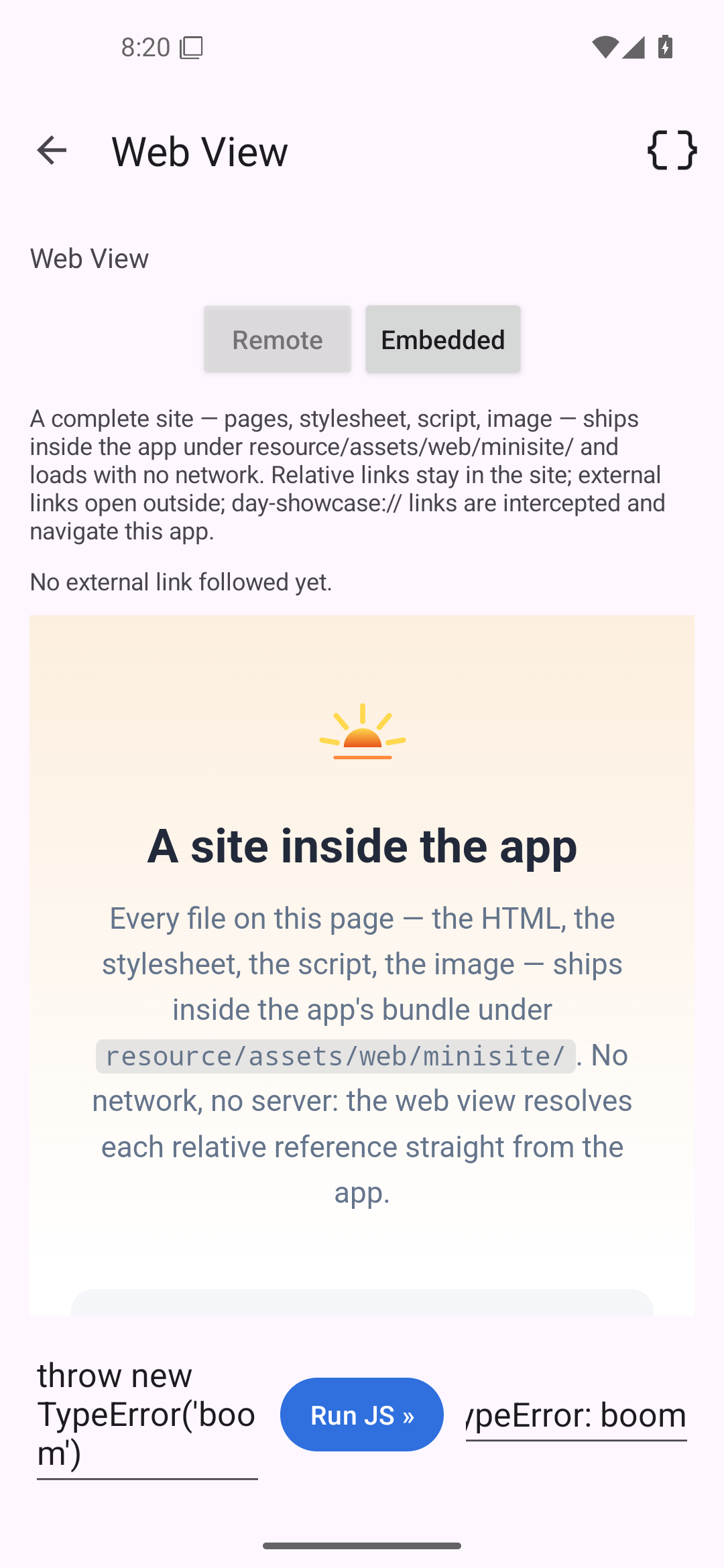 Web view · embedded, Android Android