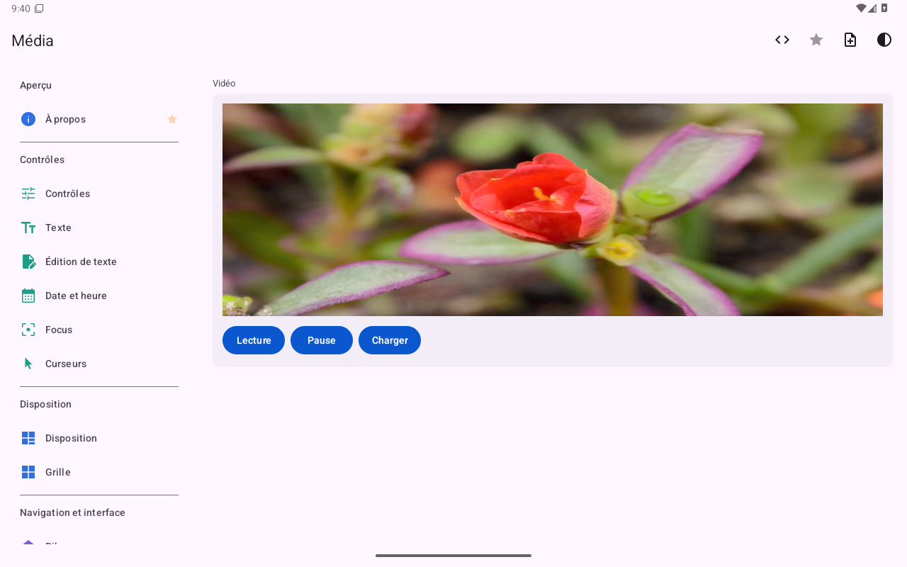 Médias — Android (Material) · Tablet