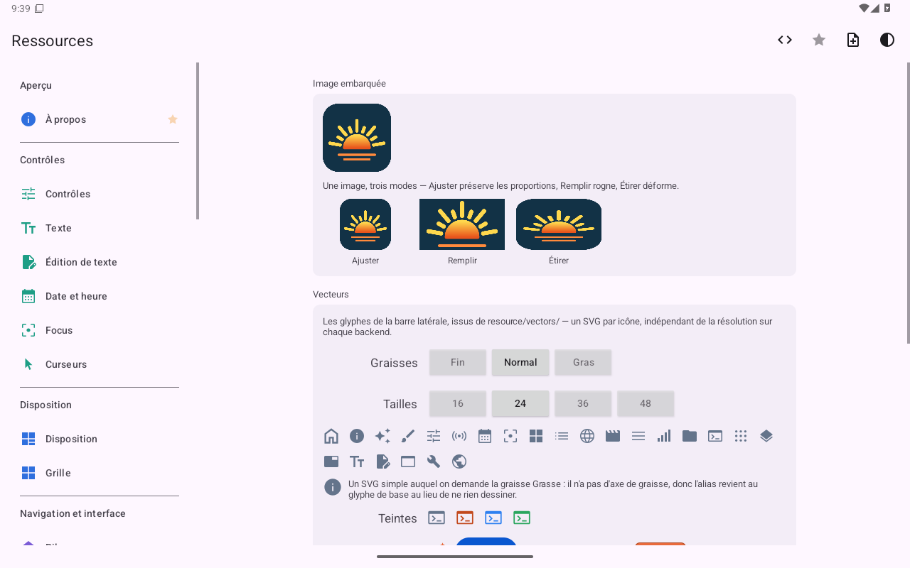 Ressources — Android (Material) · Tablet