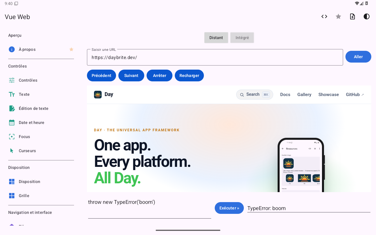 Vue Web — Android (Material) · Tablet