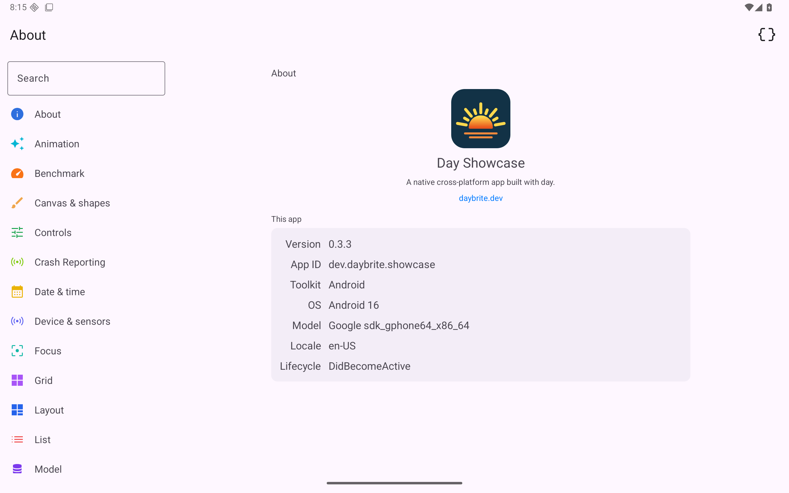 About, Android Tablet