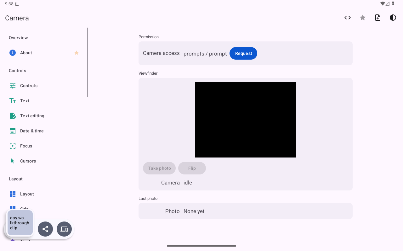 Camera — Android (Material) · Tablet
