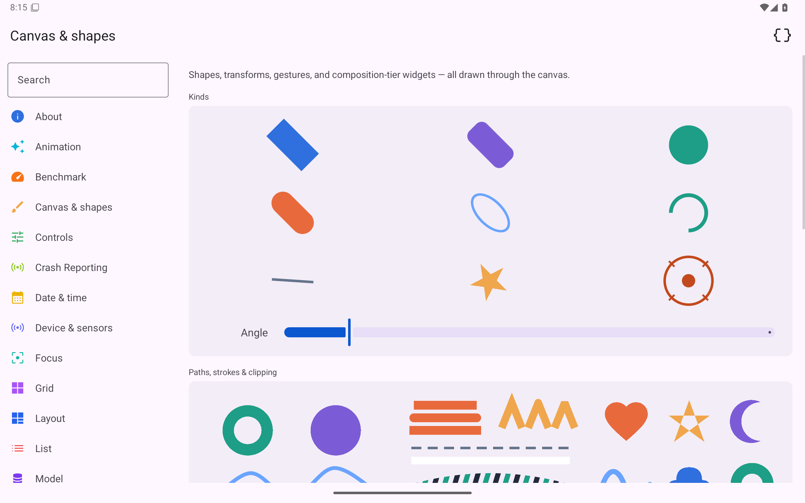 Canvas & shapes, Android Tablet