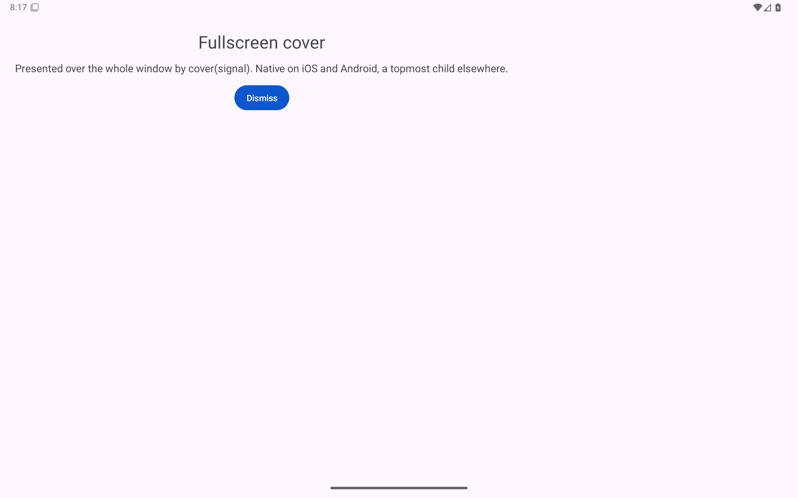 Stack · fullscreen cover, Android Tablet