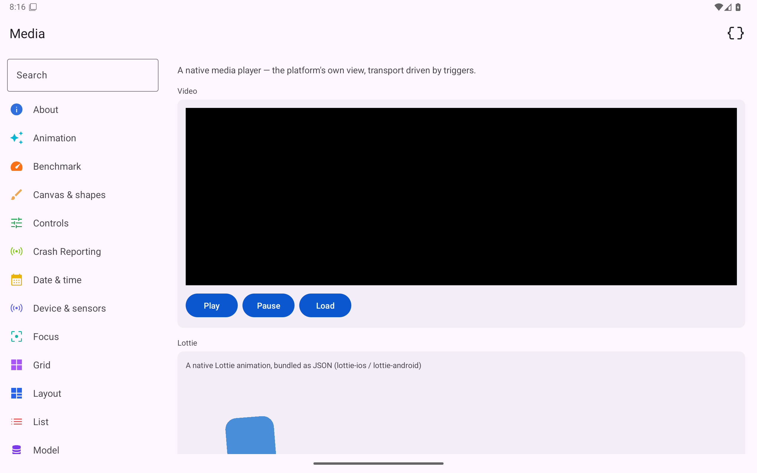 Media playback, Android Tablet