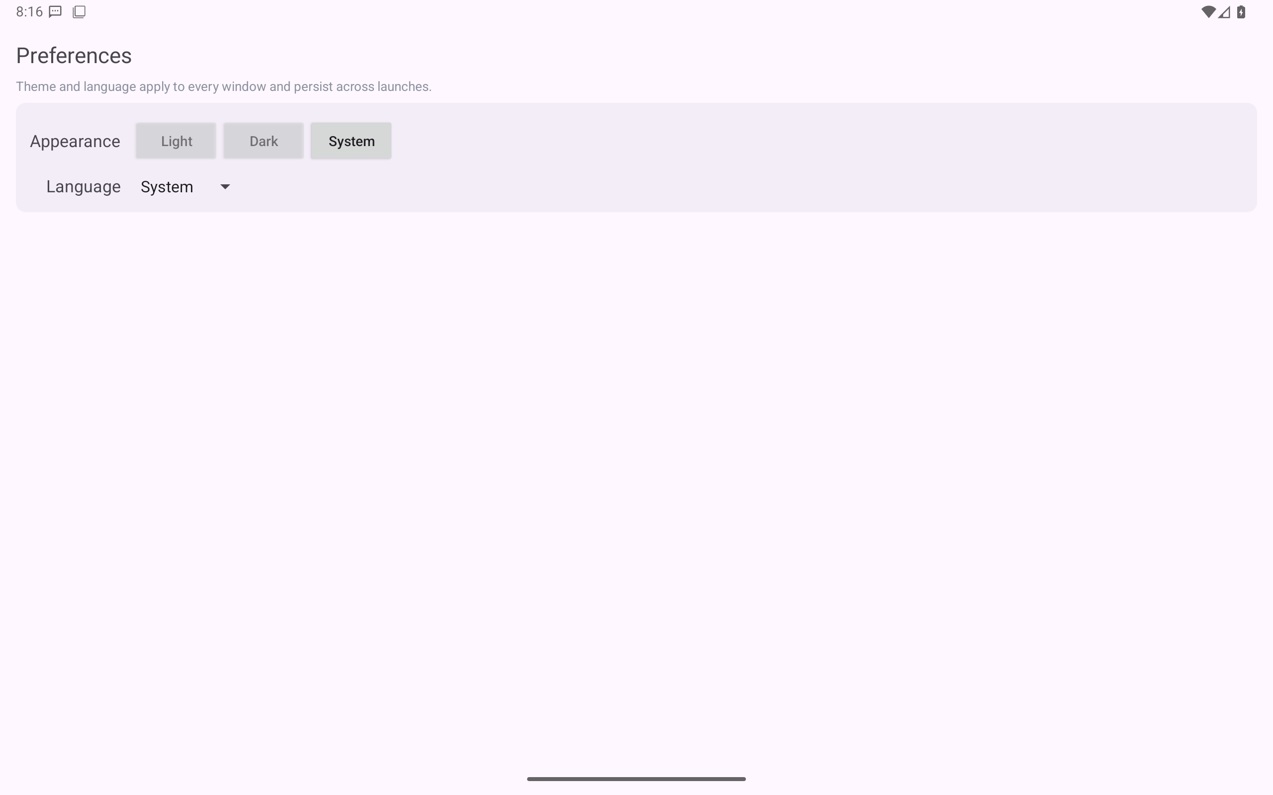 Menus & dialogs · preferences window, Android Tablet