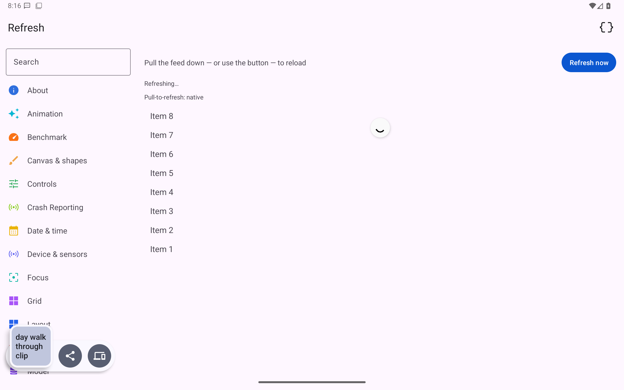 Refresh, Android Tablet