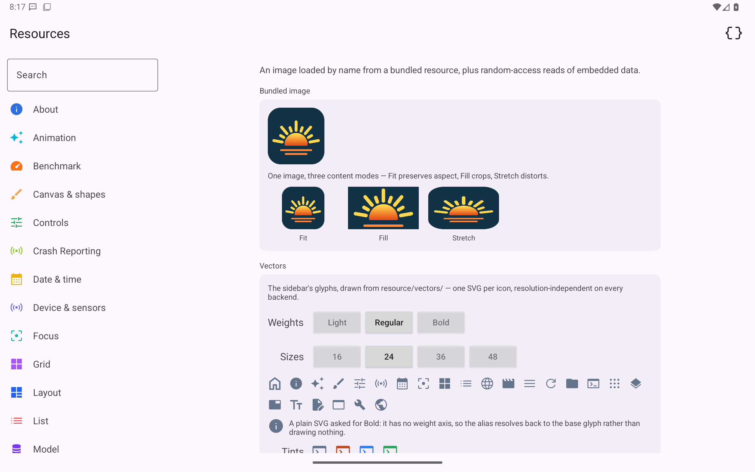 Resources, Android Tablet