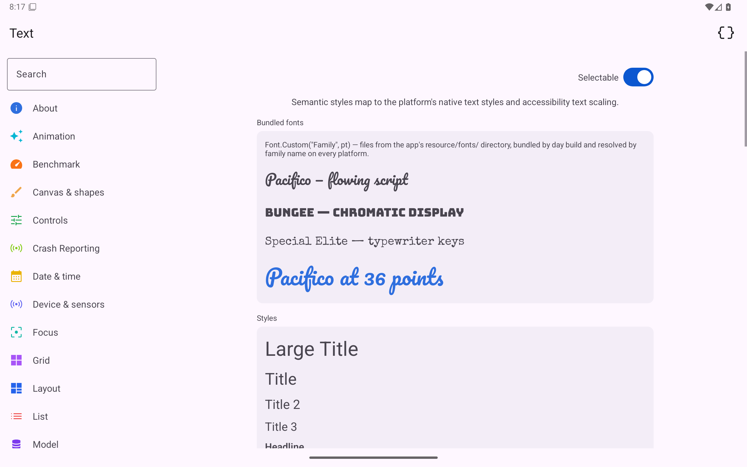 Text, Android Tablet