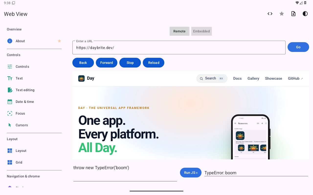 Web view — Android (Material) · Tablet