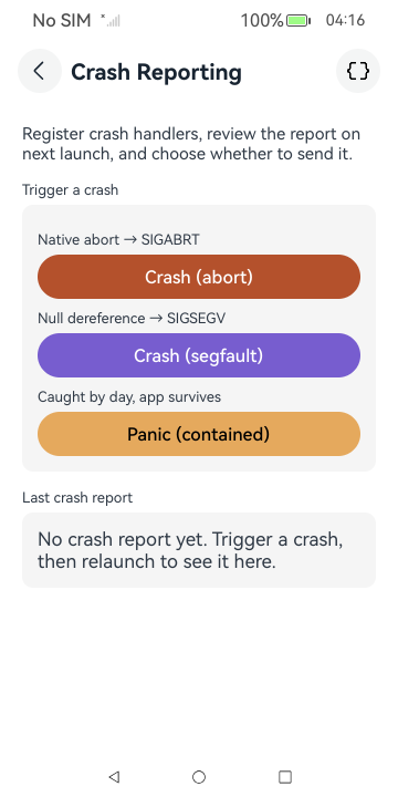 Crash reporting, HarmonyOS ArkUI