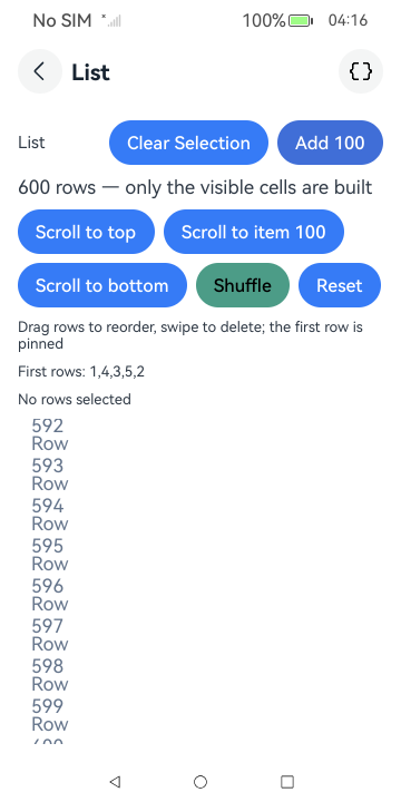 List · scrolled to the end, HarmonyOS ArkUI