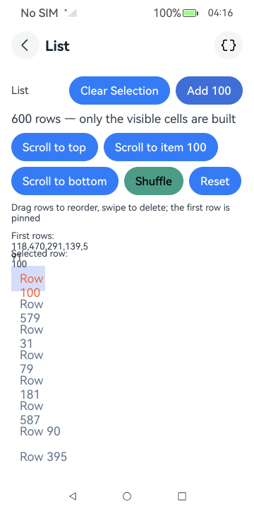 List · shuffled, HarmonyOS ArkUI