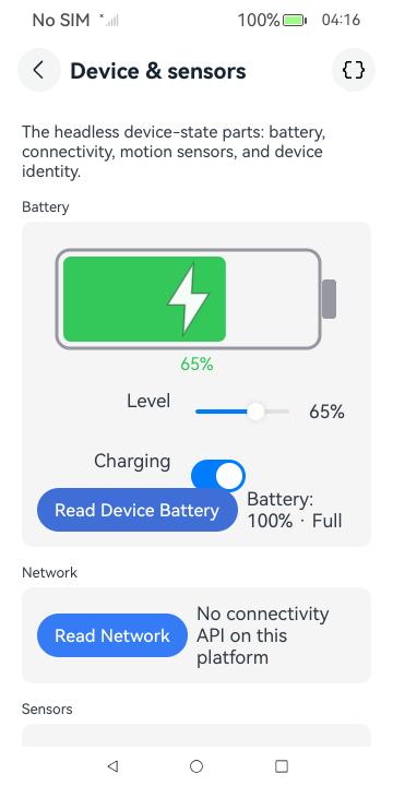 Device & sensors, HarmonyOS ArkUI