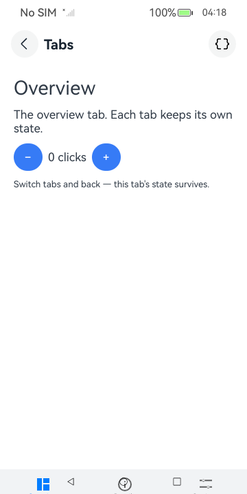 Tabs · third tab, HarmonyOS ArkUI