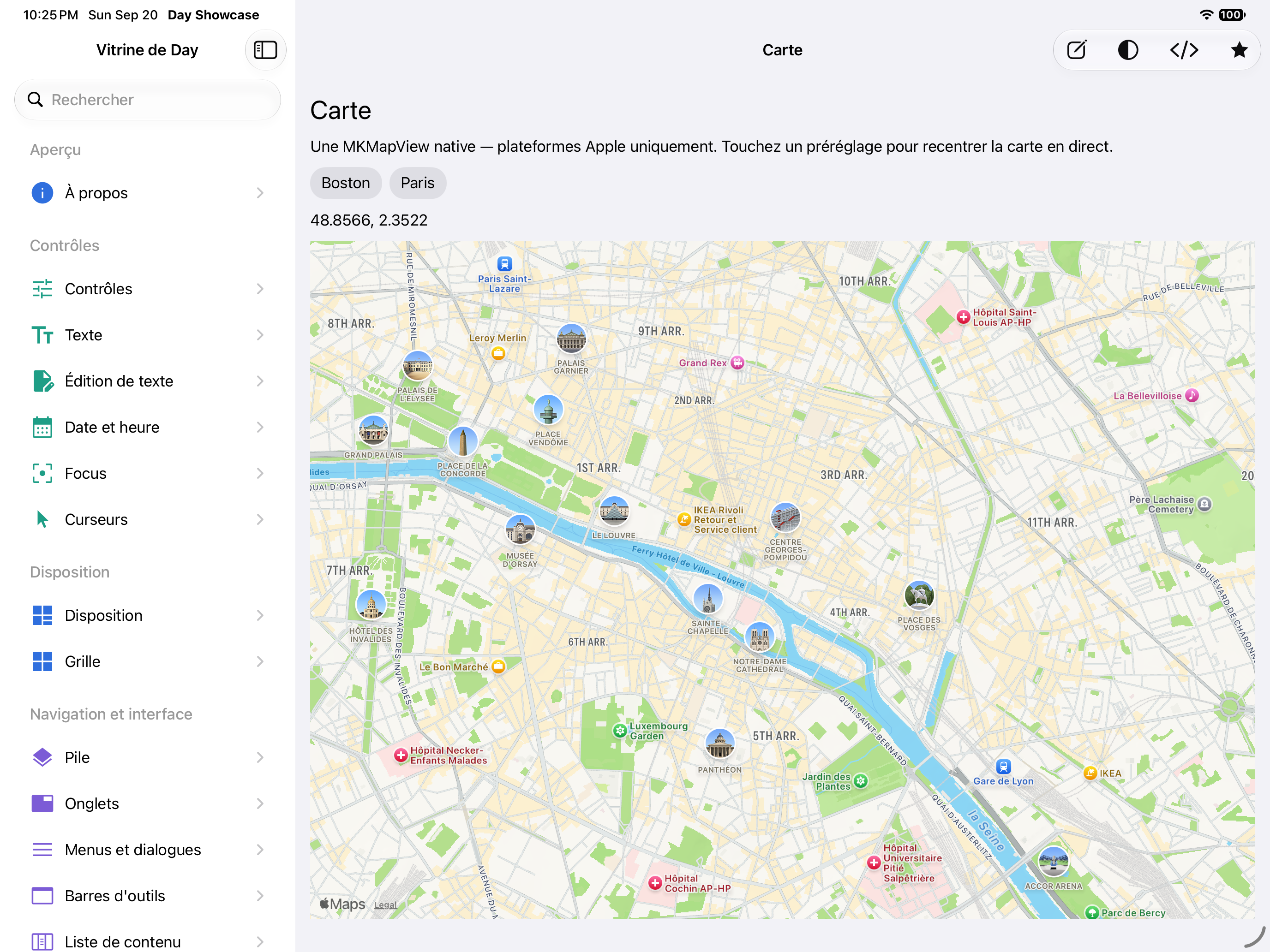 Carte — iOS (UIKit) · iPad