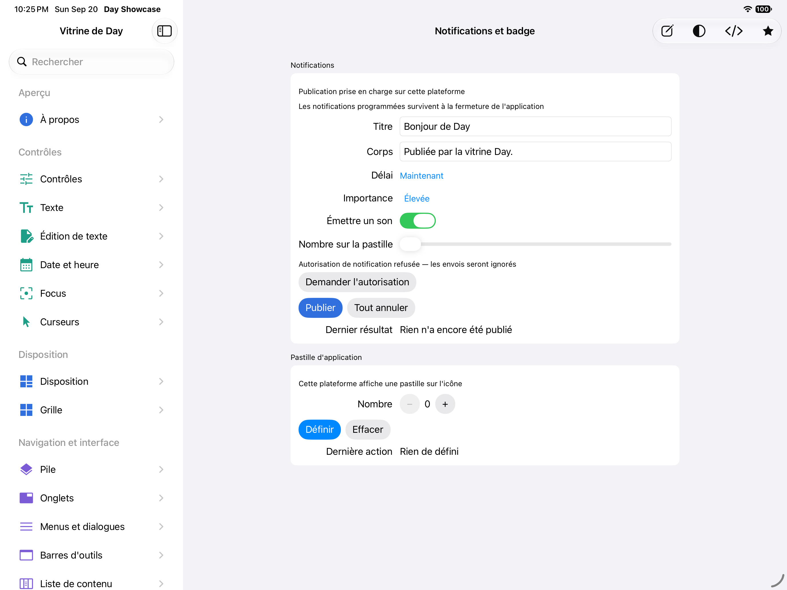 Notifications et badge — iOS (UIKit) · iPad