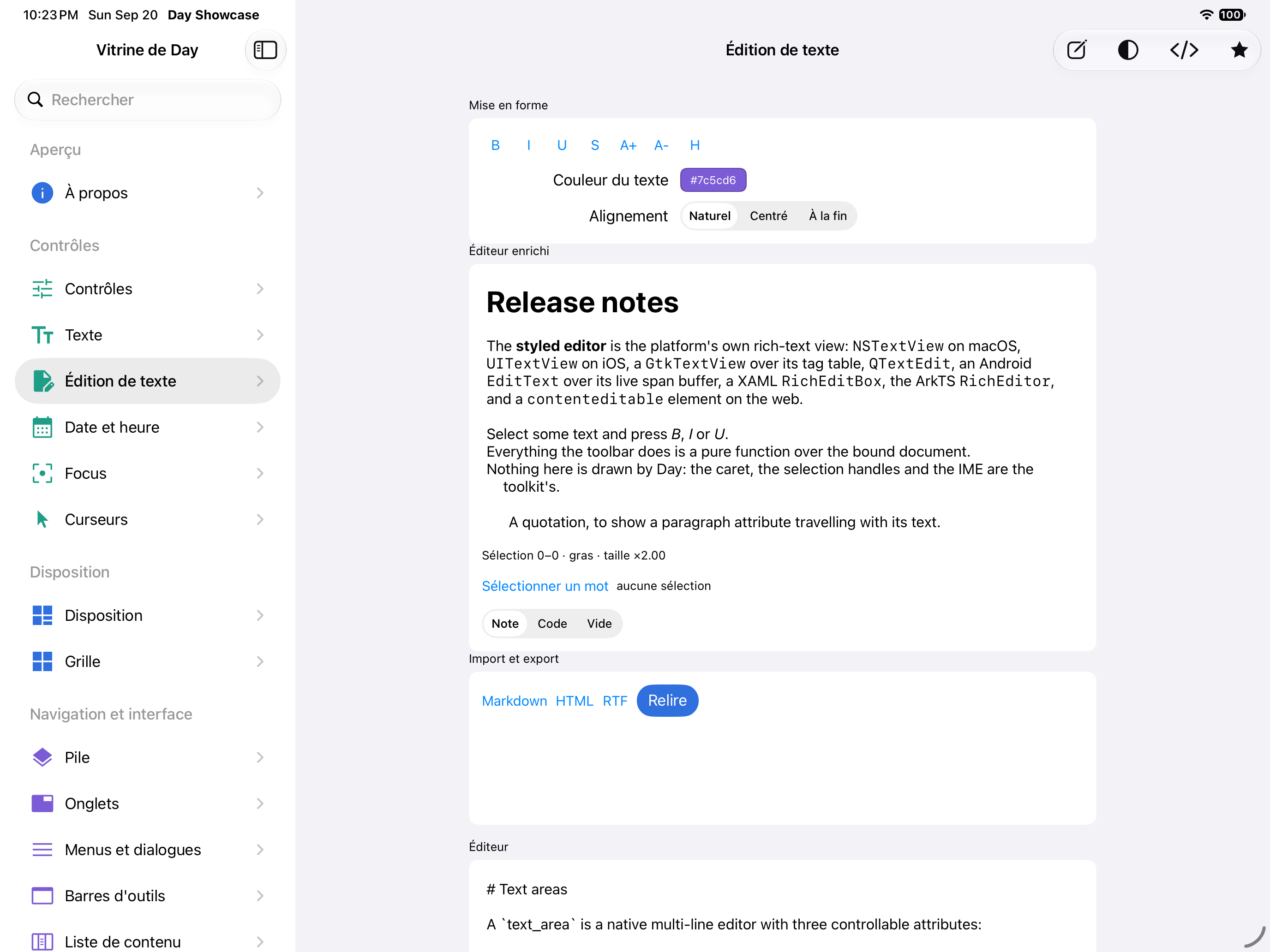 Édition de texte — iOS (UIKit) · iPad